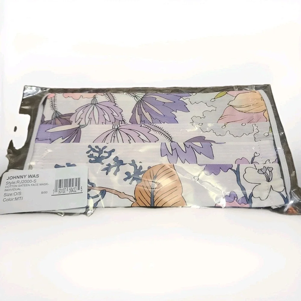 JOHNNY WAS Face Mask Cotton Sateen Multicolor Floral Print